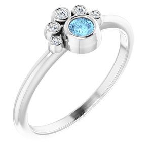 Sterling Silver Natural Aquamarine & .04 CTW Natural Diamond Ring
