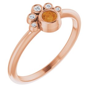 14K Rose Natural Citrine & .04 CTW Natural Diamond Ring
