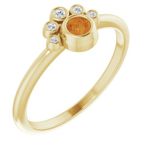 14K Yellow Natural Citrine & .04 CTW Natural Diamond Ring