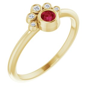 14K Yellow Natural Ruby & .04 CTW Natural Diamond Ring