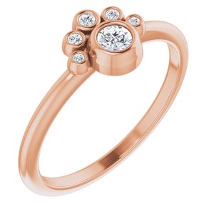 14K Rose Natural White Sapphire & .04 CTW Natural Diamond Ring