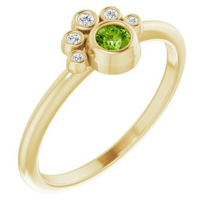 14K Yellow Natural Peridot & .04 CTW Natural Diamond Ring