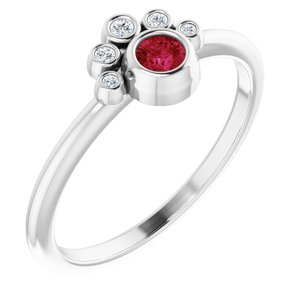 Sterling Silver Natural Ruby & .04 CTW Natural Diamond Ring