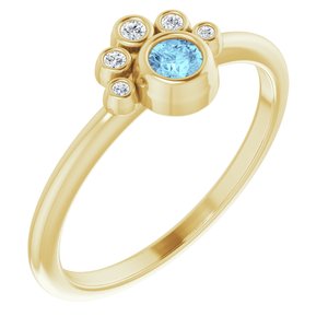 14K Yellow Natural Aquamarine & .04 CTW Natural Diamond Ring