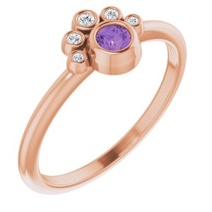 14K Rose Natural Amethyst & .04 CTW Natural Diamond Ring