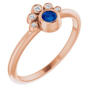 14K Rose Natural Blue Sapphire & .04 CTW Natural Diamond Ring