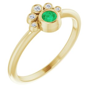 14K Yellow Lab-Grown Emerald & .04 CTW Natural Diamond Ring