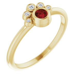 14K Yellow Natural Mozambique Garnet & .04 CTW Natural Diamond Ring