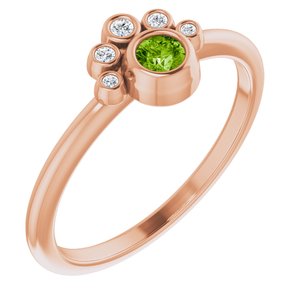 14K Rose Natural Peridot & .04 CTW Natural Diamond Ring