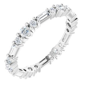 14K White 7/8 CTW Natural Diamond Eternity Band Size 7