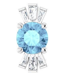 Platinum Natural Aquamarine & 1/6 CTW Natural Diamond Pendant