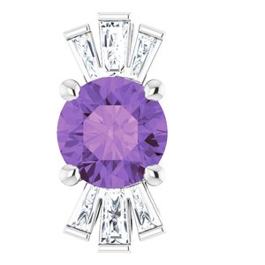Platinum Natural Amethyst & 1/6 CTW Natural Diamond Pendant