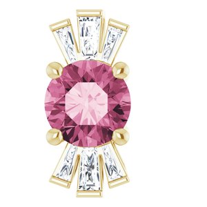 14K Yellow Natural Pink Tourmaline & 1/6 CTW Natural Diamond Pendant