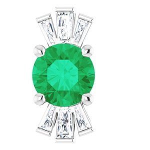 Platinum Natural Emerald & 1/6 CTW Natural Diamond Pendant