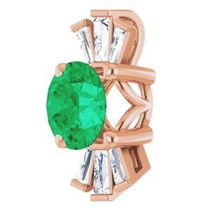 14K Rose Natural Emerald & 1/6 CTW Natural Diamond Pendant
