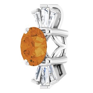 Platinum Natural Citrine & 1/6 CTW Natural Diamond Pendant