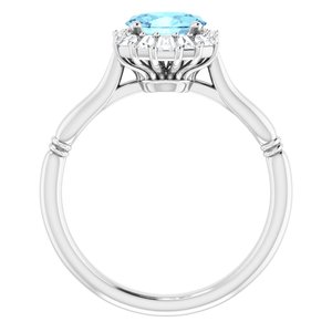 Platinum Natural Aquamarine & 1/4 CTW Natural Diamond Ring