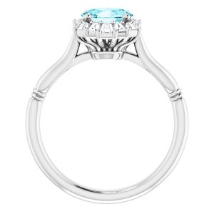 Platinum Natural Blue Zircon & 1/4 CTW Natural Diamond Ring