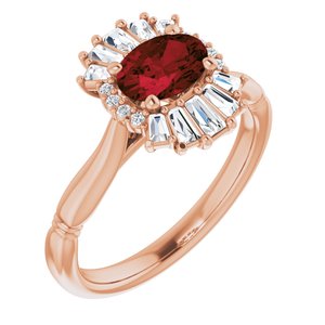 14K Rose Natural Mozambique Garnet & 1/4 CTW Natural Diamond Ring