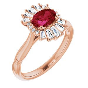 14K Rose Lab-Grown Ruby & 1/4 CTW Natural Diamond Ring