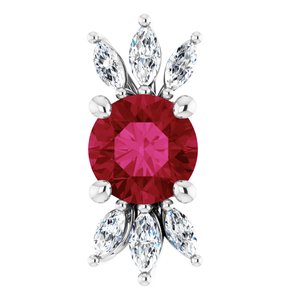 14K White Lab-Grown Ruby & 1/5 CTW Natural Diamond Pendant