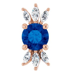 14K Rose Natural Blue Sapphire & 1/5 CTW Natural Diamond Pendant
