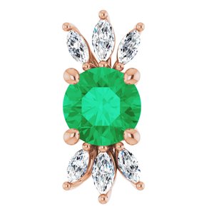 14K Rose Lab-Grown Emerald & 1/5 CTW Natural Diamond Pendant