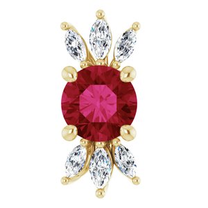 14K Yellow Lab-Grown Ruby & 1/5 CTW Natural Diamond Pendant