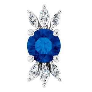 Sterling Silver Lab-Grown Blue Sapphire & 1/5 CTW Natural Diamond Pendant