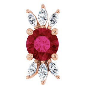 14K Rose Lab-Grown Ruby & 1/5 CTW Natural Diamond Pendant