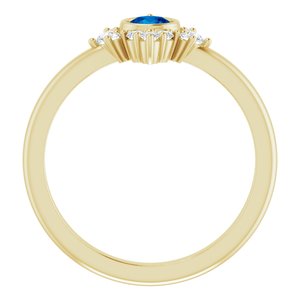 14K Yellow Natural Blue Sapphire & 1/5 CTW Natural Diamond Ring
