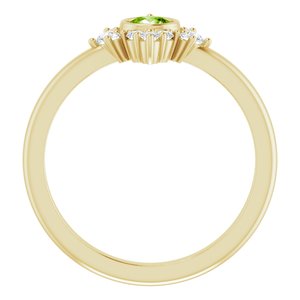 14K Yellow Natural Peridot & 1/5 CTW Natural Diamond Ring