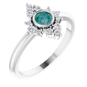 14K White Lab-Grown Alexandrite & 1/5 CTW Diamond Ring
