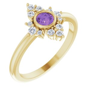 14K Yellow Natural Amethyst & 1/5 CTW Natural Diamond Ring 