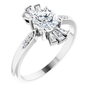 Platinum Natural White Sapphire & 1/6 CTW Natural Diamond Ring