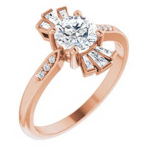 14K Rose Natural White Sapphire & 1/6 CTW Natural Diamond Ring