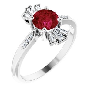 Sterling Silver Lab-Grown Ruby & 1/6 CTW Natural Diamond Ring