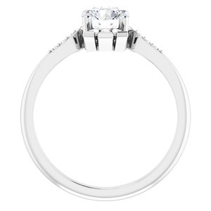 Sterling Silver Natural White Sapphire & 1/6 CTW Natural Diamond Ring