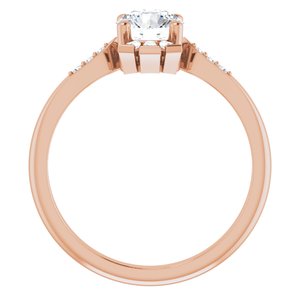 14K Rose Natural White Sapphire & 1/6 CTW Natural Diamond Ring