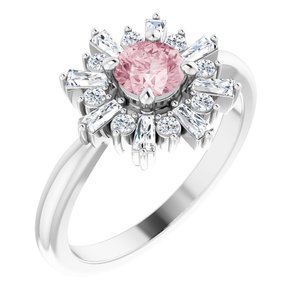 Platinum Natural Pink Morganite & 3/8 CTW Natural Diamond Ring