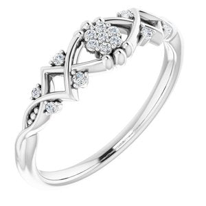 14K White .06 CTW Natural Diamond Vintage-Inspired Ring