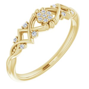 14K Yellow .06 CTW Natural Diamond Vintage-Inspired Ring