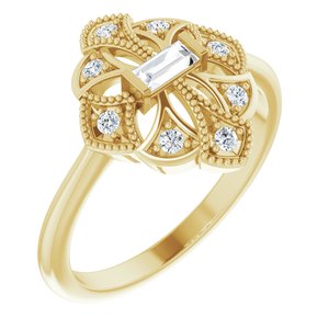 14K Yellow 1/6 CTW Natural Diamond Vintage-Inspired Ring
