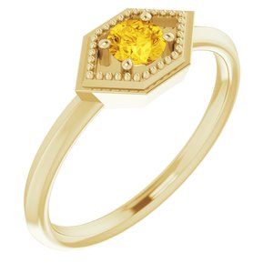 14K Yellow Natural Yellow Sapphire Geometric Ring