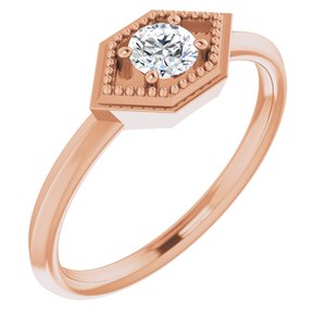 14K Rose Natural White Sapphire Geometric Ring