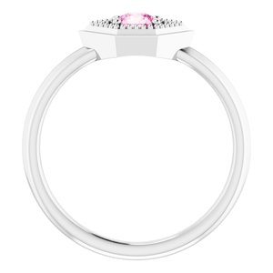 Platinum Natural Pink Sapphire Geometric Ring