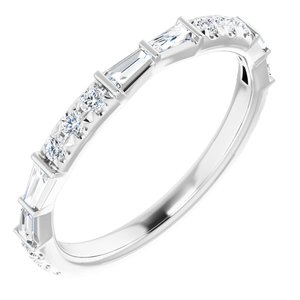 14K White 3/8 CTW Natural Diamond French-Set Anniversary Band
