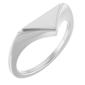 14K White 11.5x6 mm Geometric Signet Ring