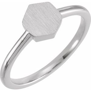 14K White  9.5x8 mm Geometric Signet Ring