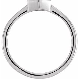 14K White  9.5x8 mm Geometric Signet Ring
